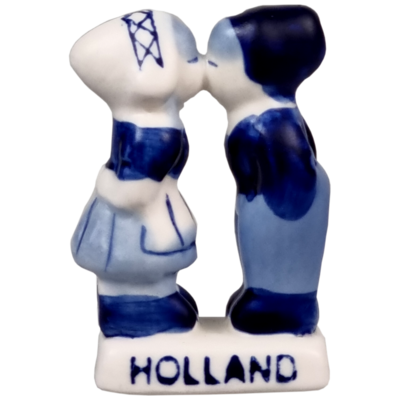 Kussend paartje Delftsblauw 