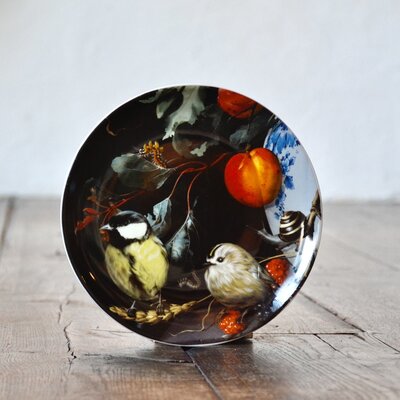 Heinen Delfts Blauw | Bord Koolmees in stilleven