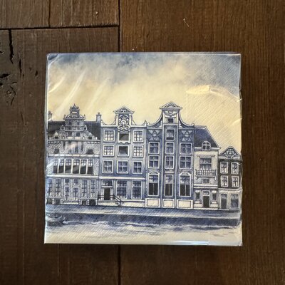 Servetten Heinen Delfts Blauw - Grachtenpandjes Servetten Heinen Delfts Blauw - Grachtenpandjes