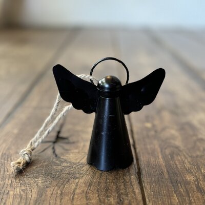 Metalen engel zwart groot