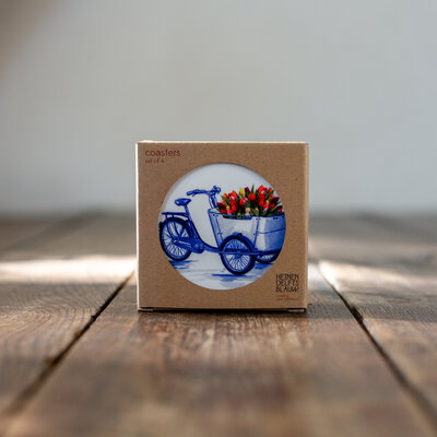 Heinen Delfts Blauw -  Onderzetters Fiets Set/4