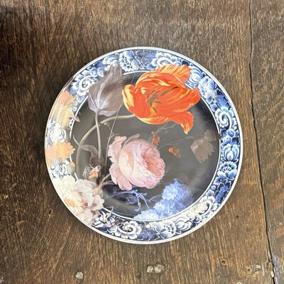 Heinen Delfts Blauw |Wandbord Bloemen van de gouden eeuw