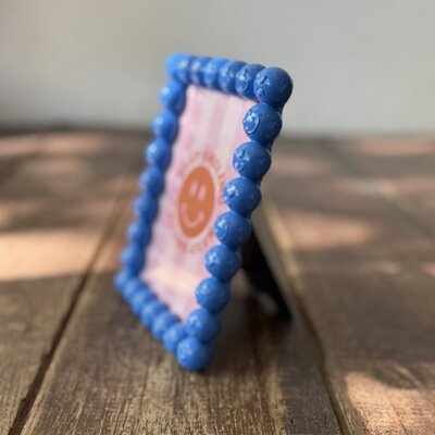 Photo Frame Smiley Polyresin Blue 