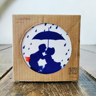 Heinen Delfts Blauw -  Onderzetters kissing couple