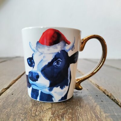 Heinen Delfts blauw - Mok kerst koe