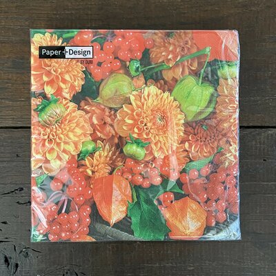 Servetten Herfst Bloemen oranje Servetten Herfst Bloemen oranje