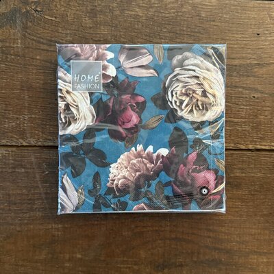 Servetten Herfst Bloemen blauw roze Servetten Herfst Bloemen blauw roze