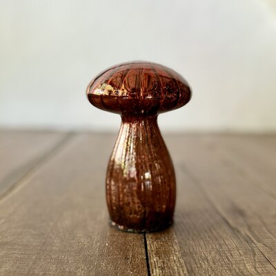  PADDENSTOEL GLAS LED OP BATTERIJ MET TIMER 15X9.5CM MERCURY BRUIN