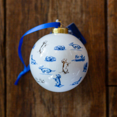 Kerstbal Teckel Nhaan hondentrucjes - Keramiek - 8 cm