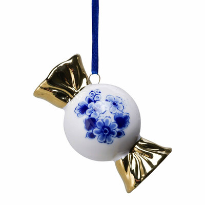 Kerstornament snoepje goud